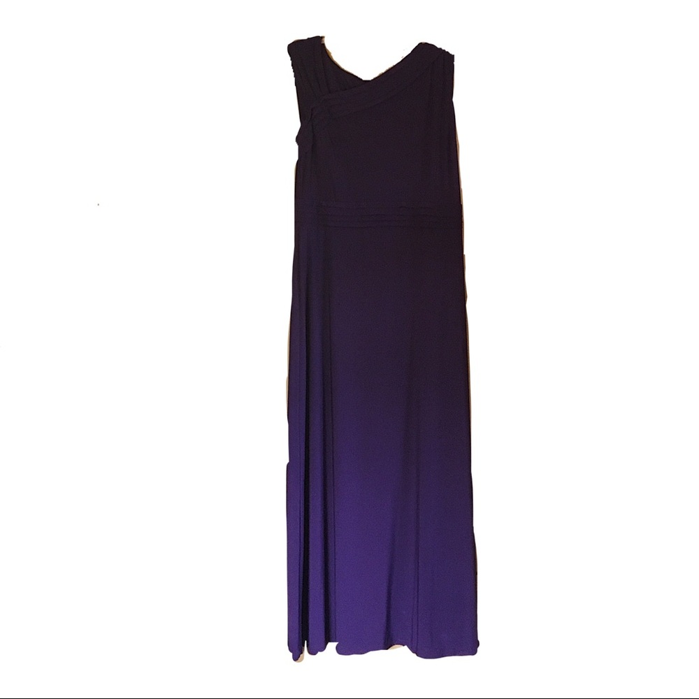 Ellen Tracy Purple Draped Bodice Evening Gown
